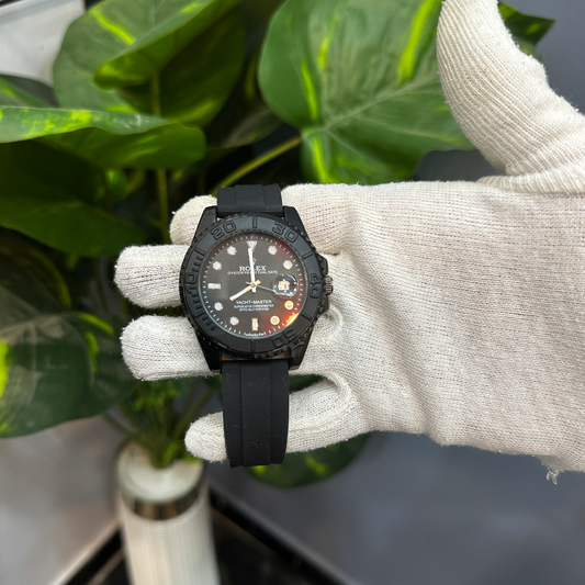 Premium Analog Wrist Watch with Black Silicone Strap