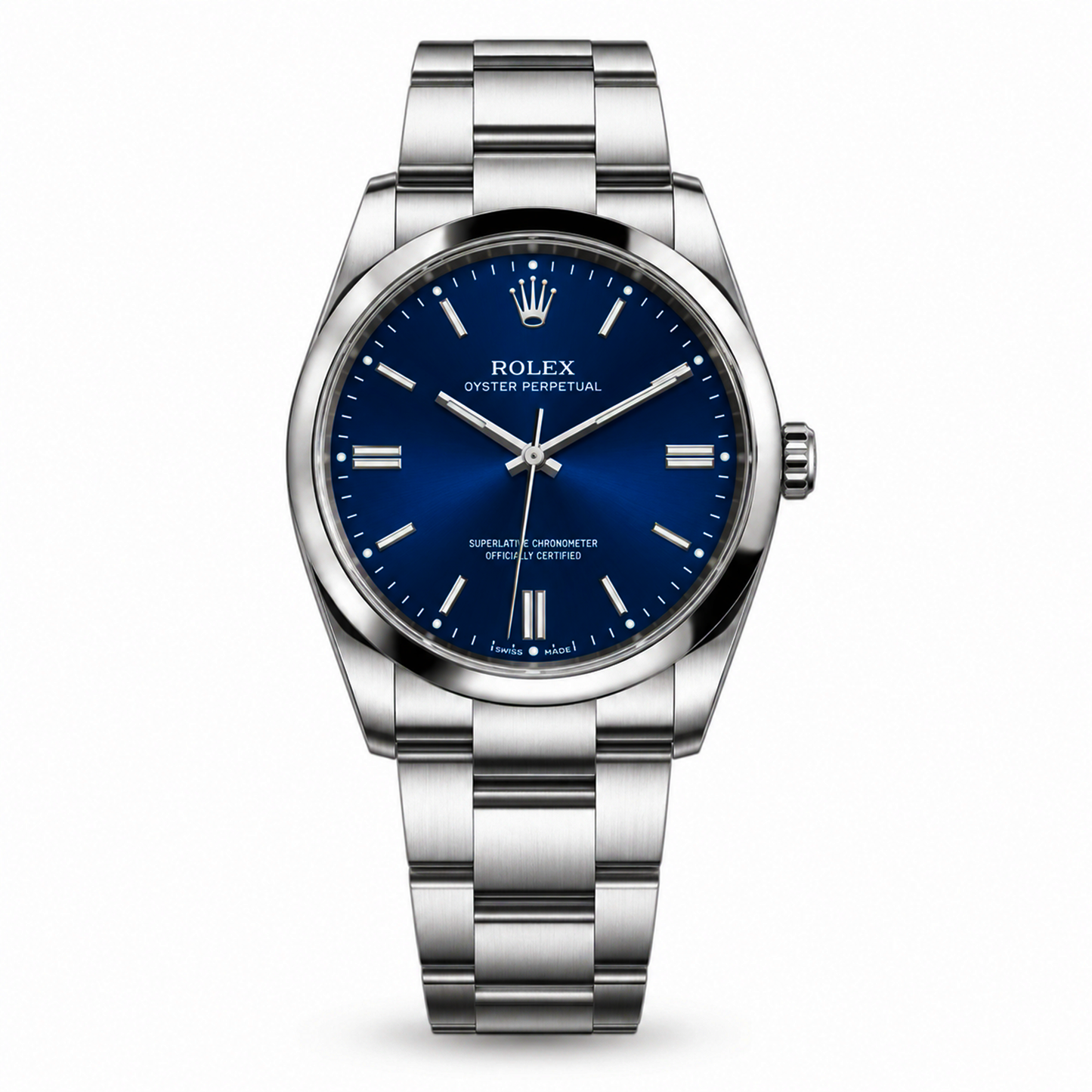 Premium Silver Stainless Steel Men's Watch – Blue Sunburst Dial Luxury Analog Wrist Watch