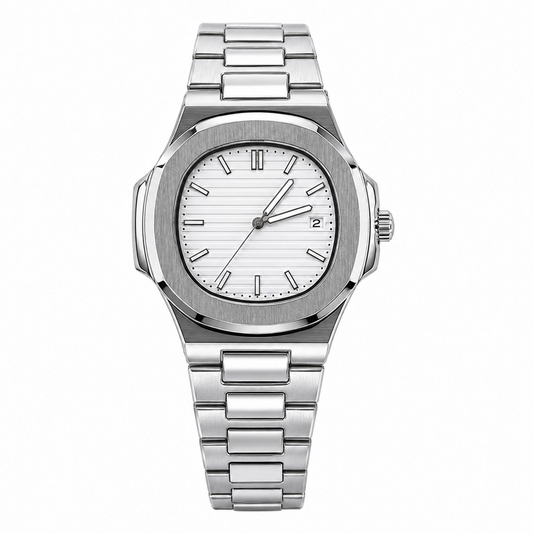 Premium Silver Stainless Steel Men's Watch – Blue Dial Luxury Automatic Analog Wrist Watch