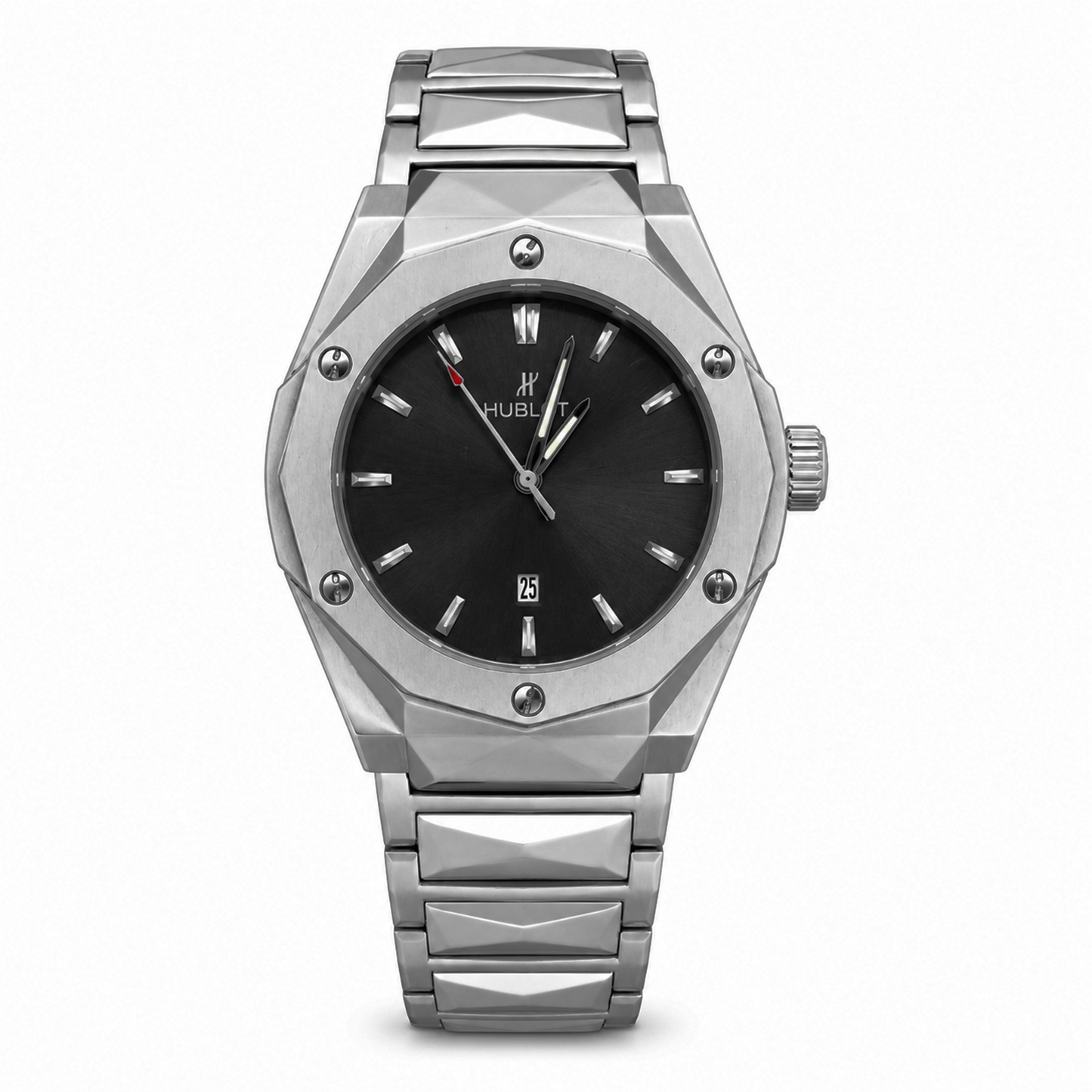 Silver Luxury Stainless Steel Men's Watch – Grey Dial Premium Analog Wrist Watch