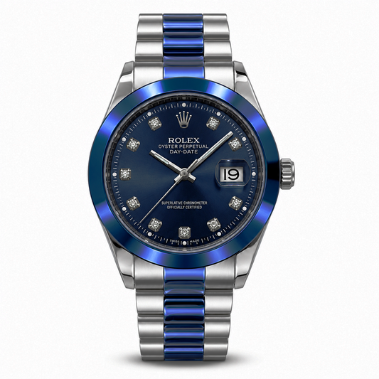 Premium Two-Tone Silver & Black Men's Watch – Black Dial Luxury Analog Wrist Watch with Date Display