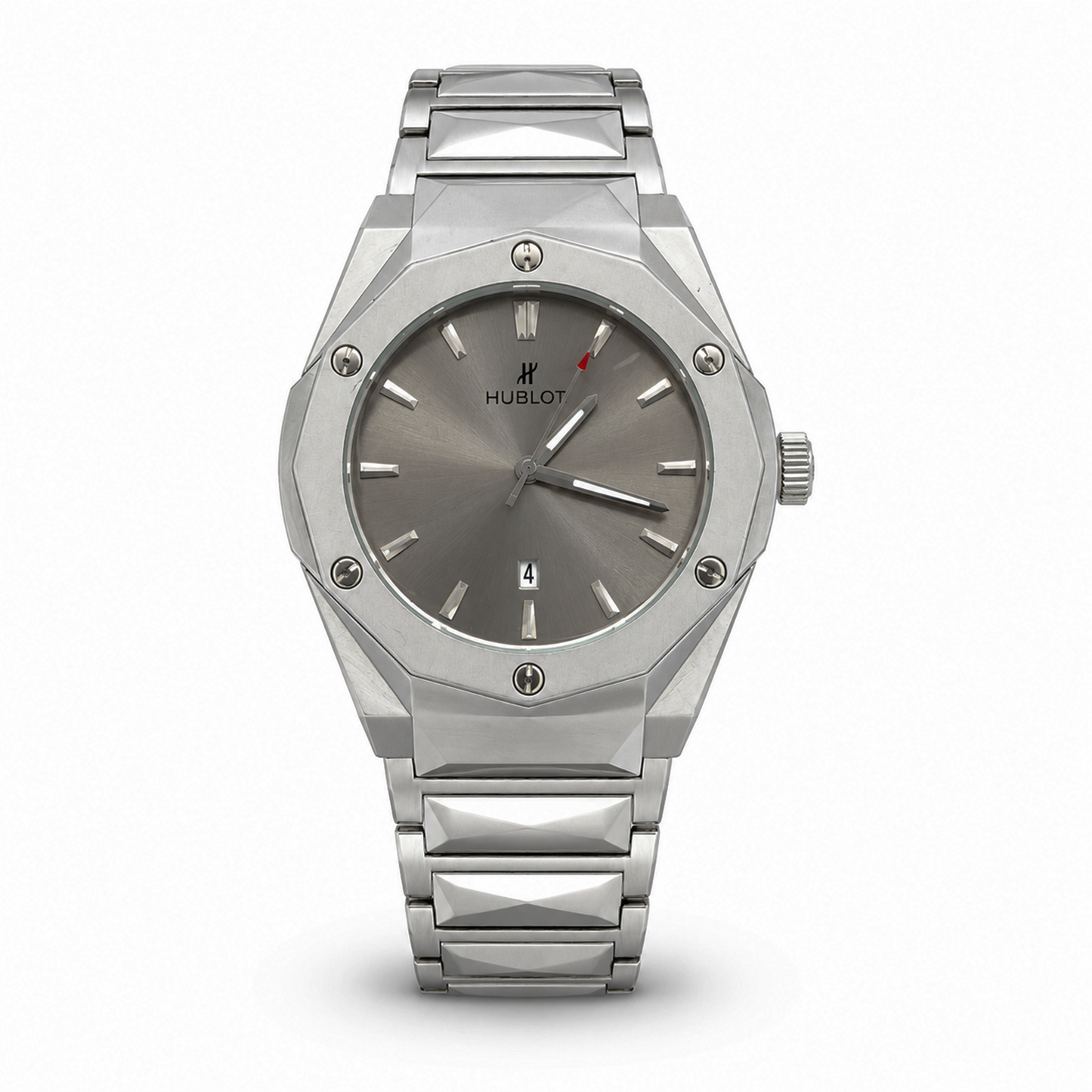 Silver Luxury Stainless Steel Men's Watch – Grey Dial Premium Analog Wrist Watch