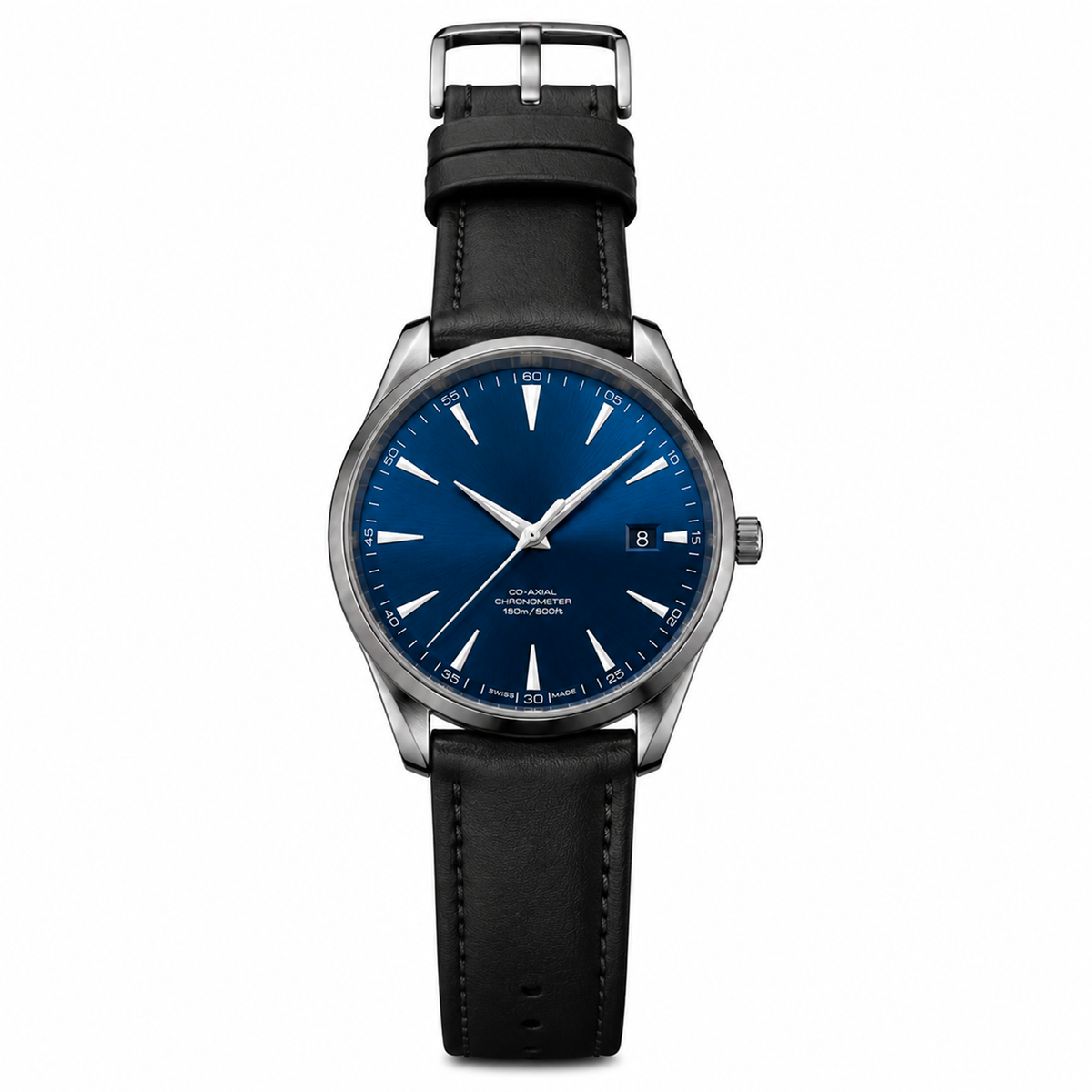 Premium leather strap Men's Watch – Blue Dial with Black Leather Strap Luxury  Wrist Watch