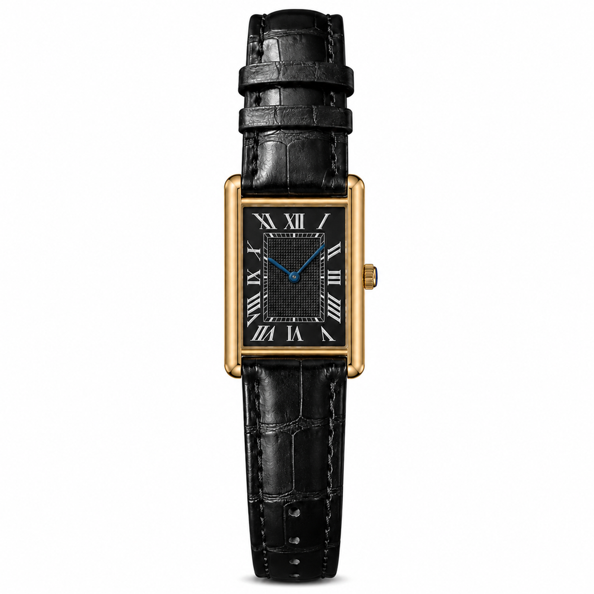 Rectangular Man and Women's Watch – Black Leather Strap Luxury Analog Wrist Watch
