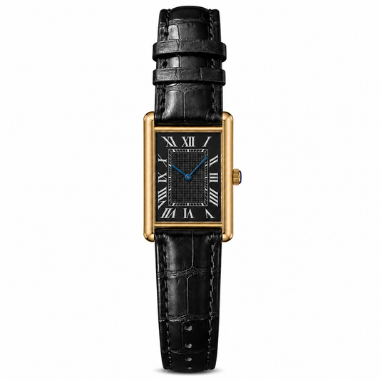 Rectangular Man and Women's Watch – Black Leather Strap Luxury Analog Wrist Watch