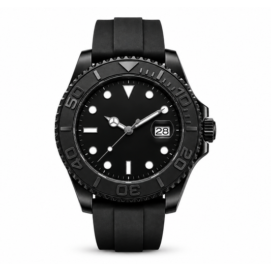 Premium Analog Wrist Watch with Black Silicone Strap