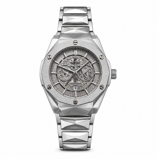 Silver Luxury Stainless Steel Men's Watch – Grey Dial Premium Analog Wrist Watch