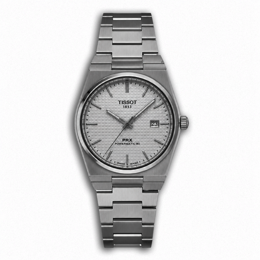 Premium Silver Stainless Steel Men's Watch – White Textured Dial Luxury Analog Wrist Watch